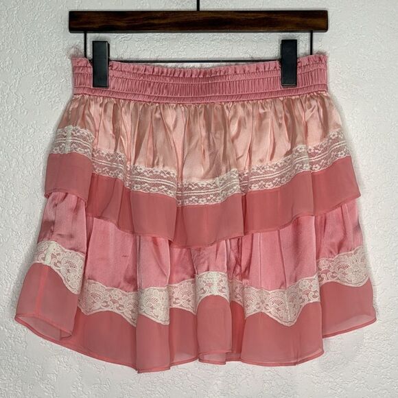LoveShackFancy Fia Skirt & Zaria Blouse Pink Colorblock Silk Large/Med Revolve - Picture 10 of 16